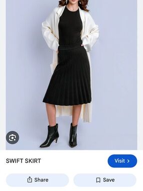 Kerisma Swift Skirt - Black Pleated Midi Skirt Medium
